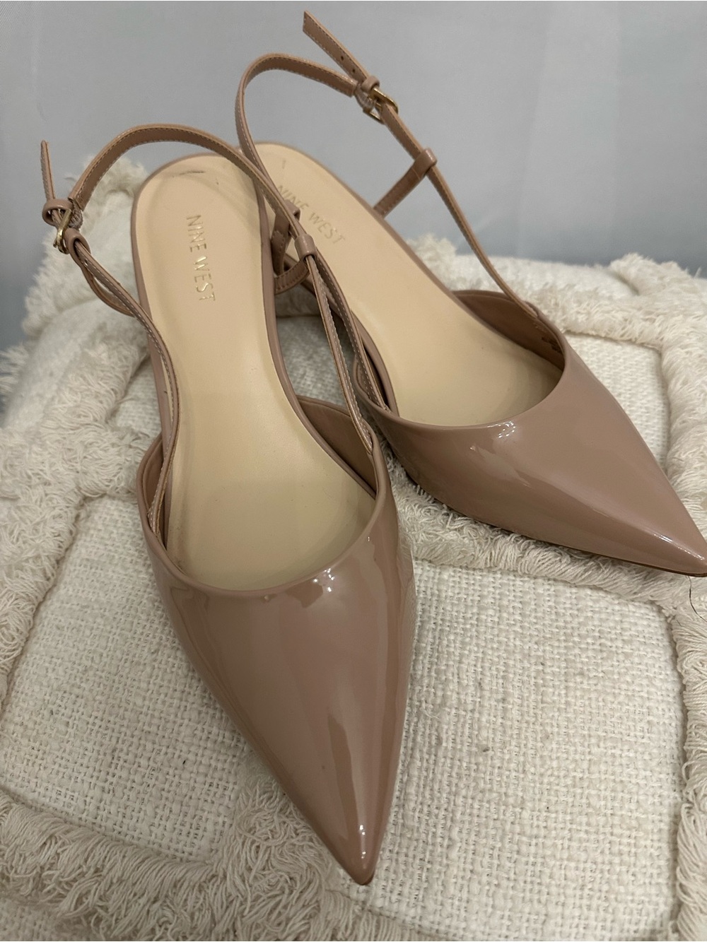 Nine West Nude Pointed-Toe Slingback Flats